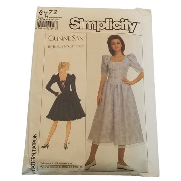 Simplicity Other - Vtg UNCUT Simplicity Pattern 8672 Jessica McClintock GUNNE SAX Dress 1988 6-8-10